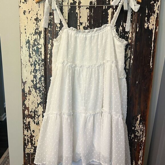 White ribbon overlay Trixx Clothing Co white babydoll sundress. Women’s size M. - Picture 3 of 8